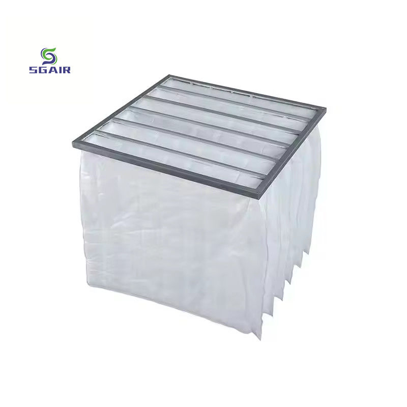 ফাইবারগ্লাস অ্যালুমিনিয়াম ব্যাগ ফিল্টার H14 ভাল অনমনীয়তা এবং তাপ প্রতিরোধী সঙ্গে